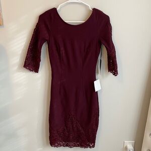 Lulu’s Maroon Lace Trim Dress